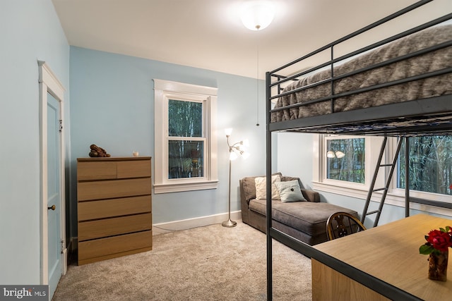 bedroom with baseboards and carpet floors