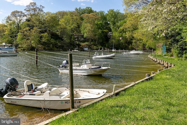 view of dock featuring a water view