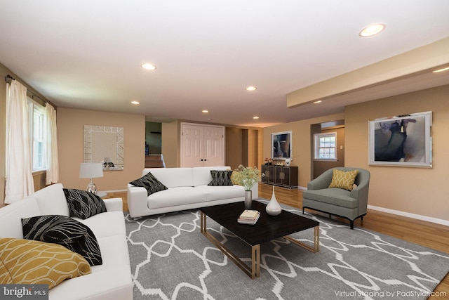4537 Kavan Ct, Doylestown, PA 18902 - living room with recessed lighting, wood finished floors, and baseboards
