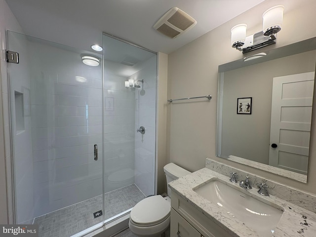 3612 S St NW, Washington, DC 20007 - full bath with vanity, toilet, visible vents, and a shower stall