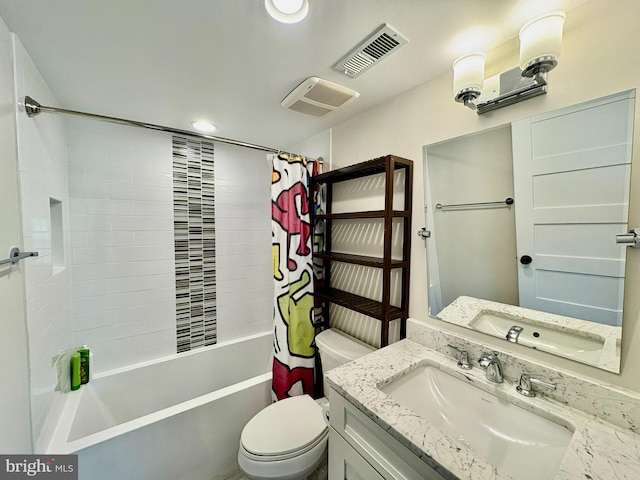 3612 S St NW, Washington, DC 20007 - full bathroom featuring toilet, shower / tub combo, vanity, and visible vents