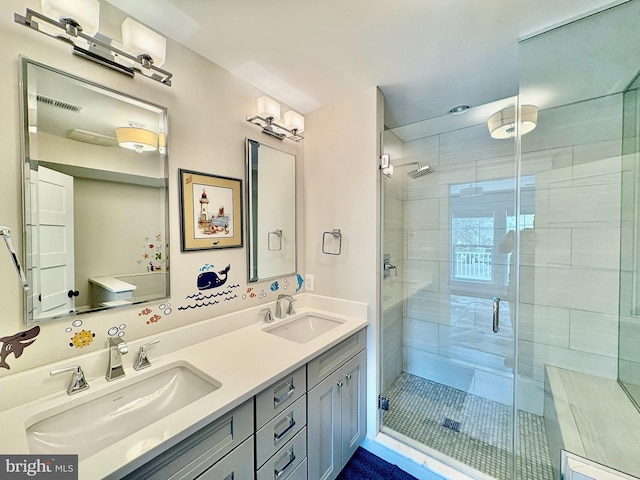 3612 S St NW, Washington, DC 20007 - full bathroom with a sink, a stall shower, and visible vents