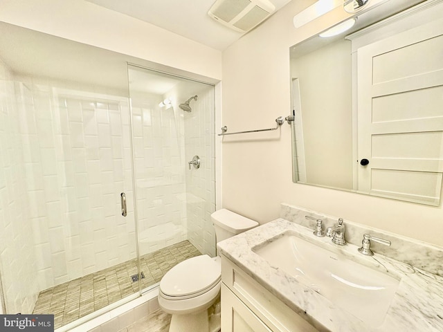 3612 S St NW, Washington, DC 20007 - bathroom featuring vanity, toilet, visible vents, and a stall shower