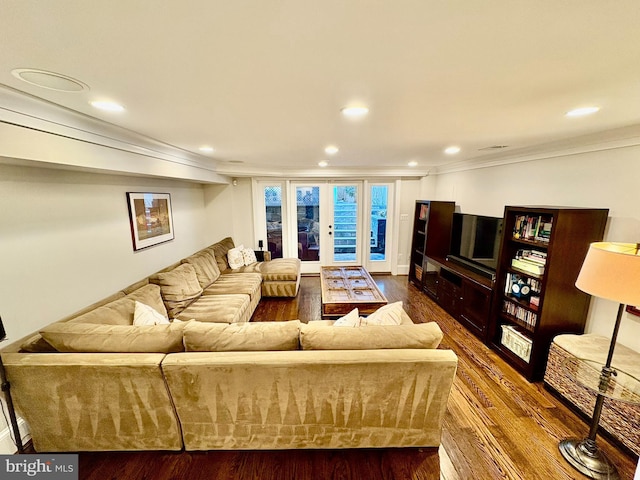 3612 S St NW, Washington, DC 20007 - living area featuring crown molding, recessed lighting, and wood finished floors