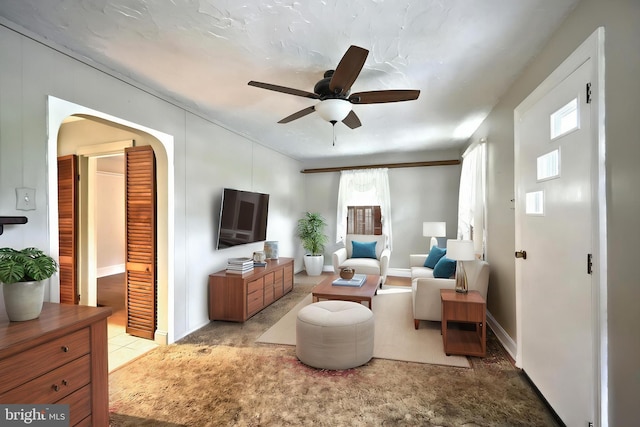 1492 Leonard St, York, PA 17404 - sitting room featuring a ceiling fan and arched walkways