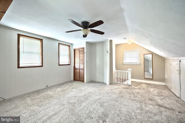 1492 Leonard St, York, PA 17404 - additional living space with a ceiling fan, lofted ceiling, and carpet
