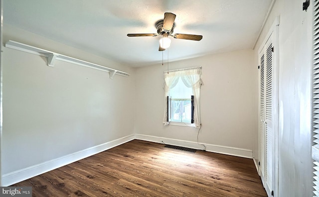 1492 Leonard St, York, PA 17404 - unfurnished bedroom featuring baseboards, a closet, dark wood-style flooring, and ceiling fan
