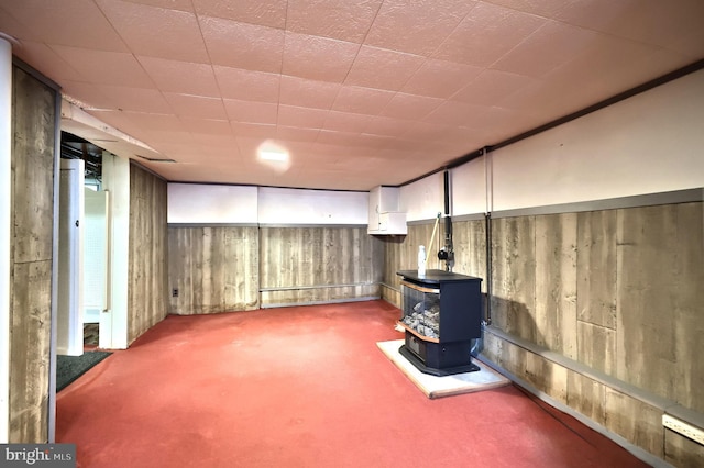 1492 Leonard St, York, PA 17404 - finished below grade area featuring carpet and a wood stove