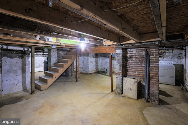3614 Keene Ave, Baltimore, MD 21214 - unfinished basement with washer / dryer and stairs