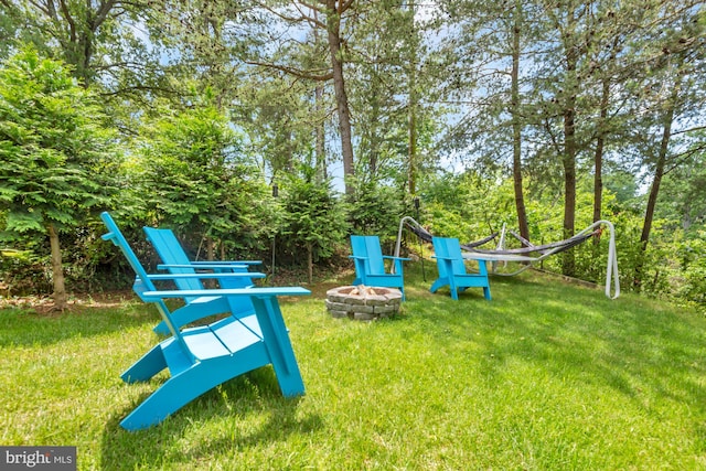 8014 Forest Glen Dr, Pasadena, MD 21122 - view of green lawn with an outdoor fire pit