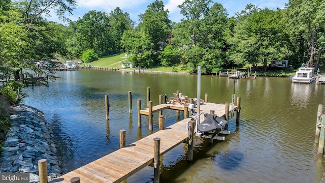 8014 Forest Glen Dr, Pasadena, MD 21122 - dock area featuring a water view and view of wooded area