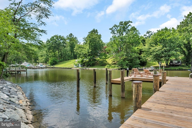 8014 Forest Glen Dr, Pasadena, MD 21122 - dock with a water view and view of wooded area