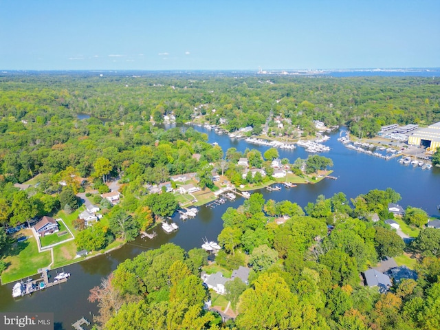 8014 Forest Glen Dr, Pasadena, MD 21122 - aerial overview of property's location with a heavily wooded area and a nearby body of water