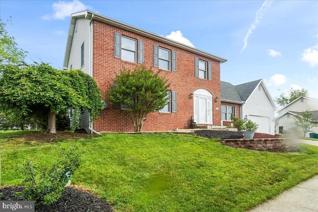 6122 Wallingford Way, Mechanicsburg, PA 17050 - colonial house featuring an attached garage, brick siding, and a front yard