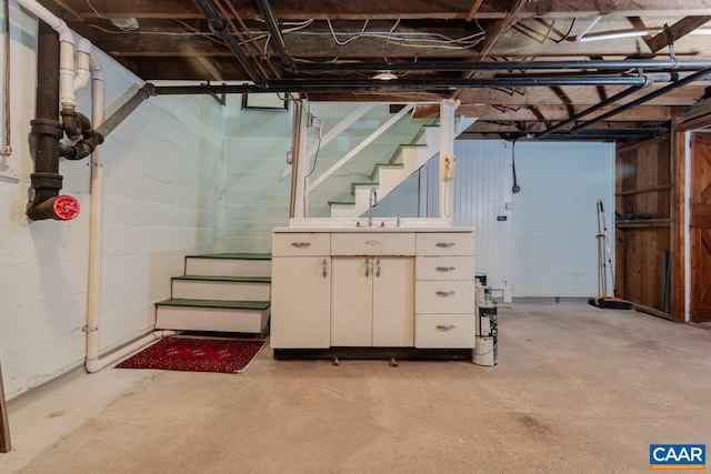 unfinished below grade area with stairs