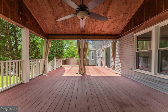 deck featuring ceiling fan