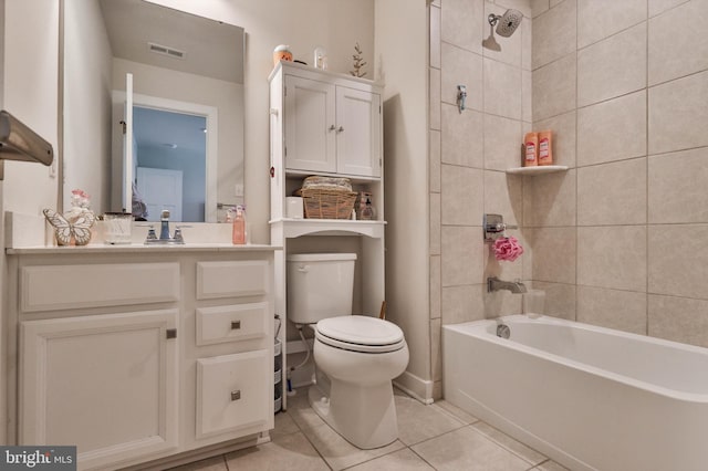 3911 Dewalt St, Bethlehem, PA 18020 - bathroom with tile patterned flooring, vanity, toilet, shower / bath combination, and visible vents
