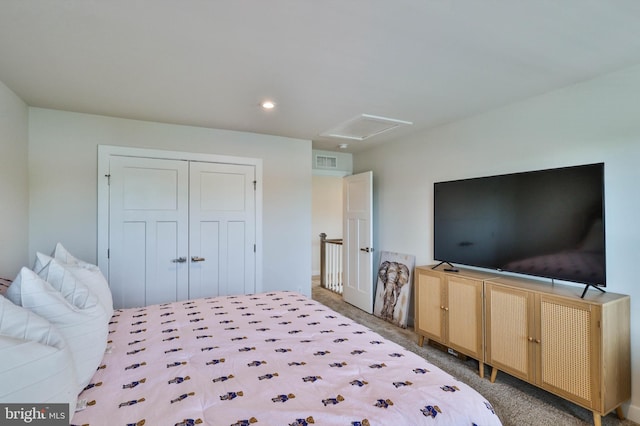 3911 Dewalt St, Bethlehem, PA 18020 - bedroom featuring attic access, visible vents, carpet, and a closet