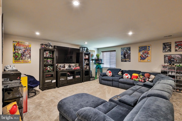 3911 Dewalt St, Bethlehem, PA 18020 - carpeted living area with recessed lighting and visible vents