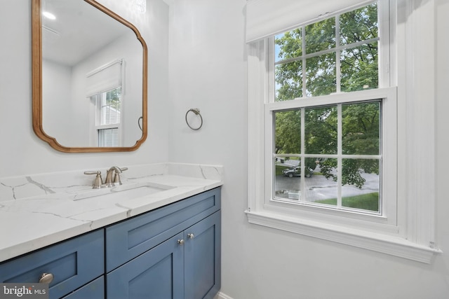 bathroom featuring plenty of natural light and vanity