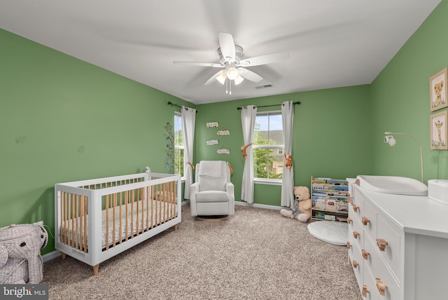 8365 Eagle St, Glen Burnie, MD 21060 - bedroom featuring carpet, a nursery area, ceiling fan, and baseboards