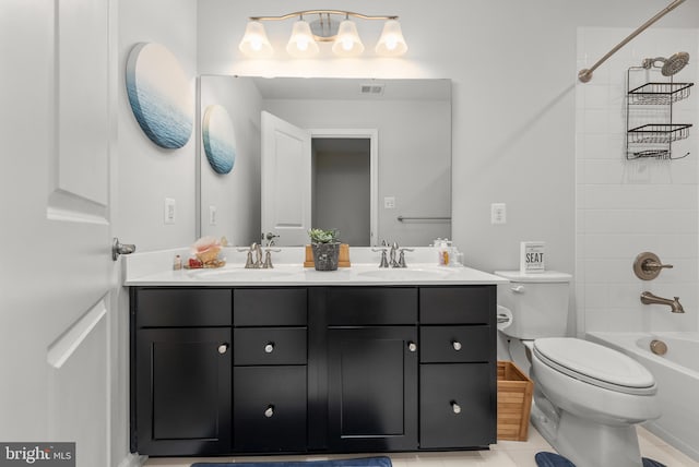 8365 Eagle St, Glen Burnie, MD 21060 - full bathroom featuring double vanity, toilet, shower / tub combination, and tile patterned floors