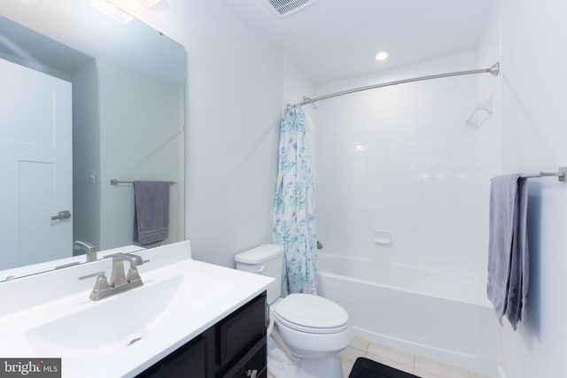 9912 Vista Pointe Dr, Upper Marlboro, MD 20774 - full bathroom featuring visible vents, vanity, toilet, shower / bathtub combination with curtain, and tile patterned floors