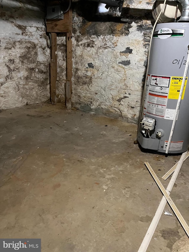 217 Federal St, Lebanon, PA 17042 - unfinished basement with gas water heater