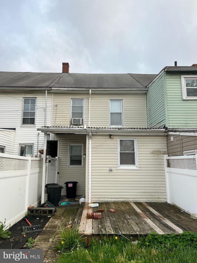 217 Federal St, Lebanon, PA 17042 - back of house featuring a wooden deck, a chimney, and cooling unit