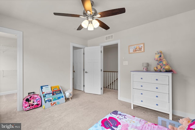 3150 Dodder Way, Odenton, MD 21113 - bedroom featuring carpet, a walk in closet, ceiling fan, and baseboards
