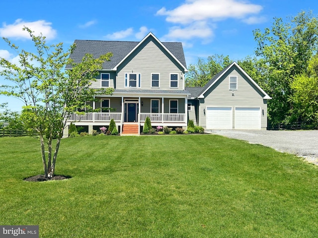 77 Iris Way, Charles Town, WV 25414 - view of front of house featuring a porch, roof with shingles, driveway, a front yard, and an attached garage