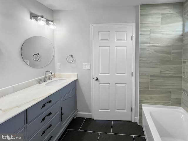 77 Iris Way, Charles Town, WV 25414 - bathroom with tile patterned floors, vanity, and baseboards