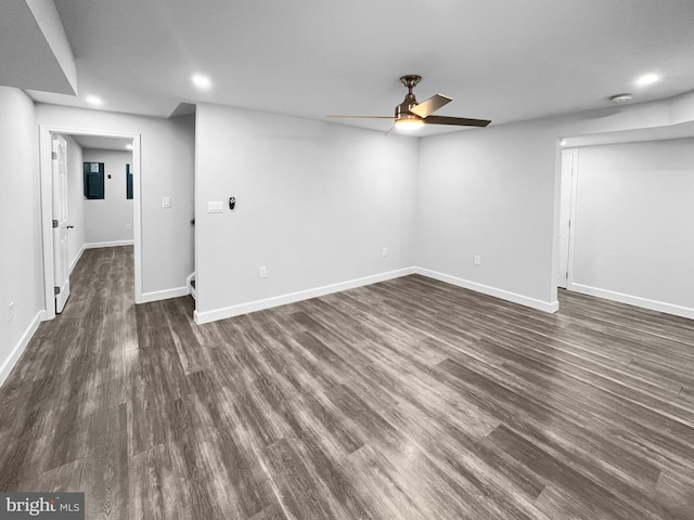 77 Iris Way, Charles Town, WV 25414 - finished below grade area with ceiling fan, recessed lighting, dark wood-style flooring, and baseboards