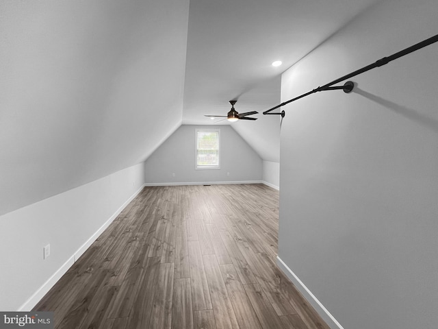 77 Iris Way, Charles Town, WV 25414 - bonus room featuring ceiling fan, wood finished floors, lofted ceiling, and baseboards