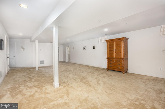 12216 Hillantrae Dr, Clinton, MD 20735 - finished basement with light colored carpet, recessed lighting, and baseboards