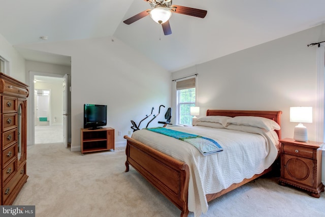 110 Trout Stream Dr, Newark, DE 19711 - bedroom with lofted ceiling, light colored carpet, and a ceiling fan