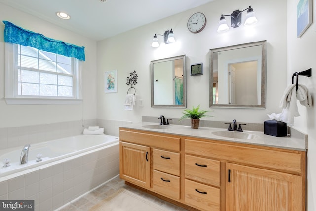 110 Trout Stream Dr, Newark, DE 19711 - full bath with double vanity, a garden tub, and tile patterned flooring