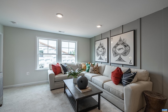 464 Bayberry Ln Unit F3C-10, Zion Crossroads, VA 22942 - living area with baseboards, light colored carpet, recessed lighting, and visible vents