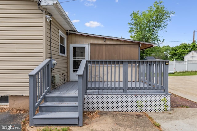 wooden deck featuring fence