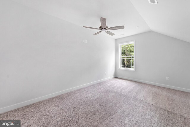 14875 Buckingham Ct, Issue, MD 20645 - additional living space featuring vaulted ceiling, ceiling fan, carpet, and baseboards