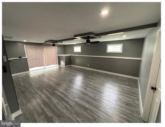 7204 Croydon Rd, Baltimore, MD 21207 - basement with baseboards, ceiling fan, wood finished floors, and recessed lighting