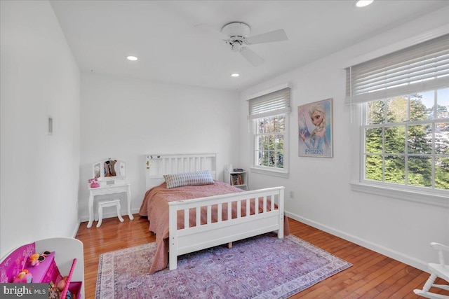 107 Forest Ave, Medford, NJ 08055 - bedroom featuring baseboards, ceiling fan, recessed lighting, and wood finished floors