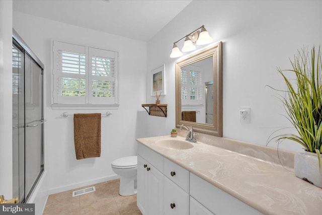 107 Forest Ave, Medford, NJ 08055 - full bathroom featuring toilet, baseboards, visible vents, tile patterned floors, and vanity