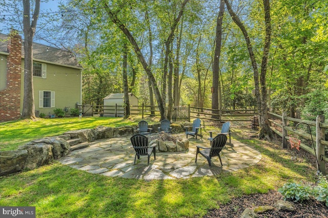 107 Forest Ave, Medford, NJ 08055 - view of yard with a fenced backyard, an outdoor fire pit, and a patio