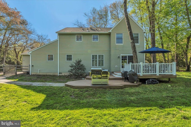 107 Forest Ave, Medford, NJ 08055 - back of house featuring a yard, a deck, fence, and a patio area