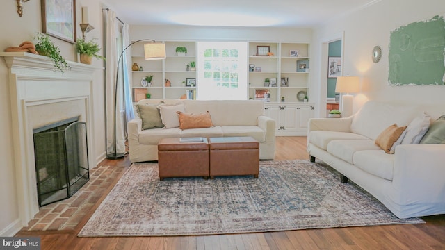 30 Woods Ln, Hanover, PA 17331 - living area with a fireplace with flush hearth and built in features