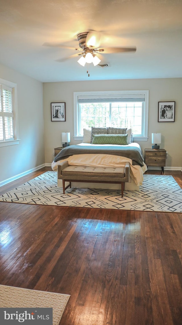 30 Woods Ln, Hanover, PA 17331 - bedroom with hardwood / wood-style flooring, baseboards, and a ceiling fan