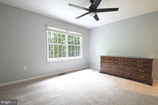 9190 Balsam Run, Bel Alton, MD 20611 - unfurnished bedroom featuring baseboards, a ceiling fan, visible vents, and light colored carpet
