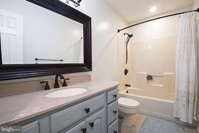9190 Balsam Run, Bel Alton, MD 20611 - bathroom with toilet, tile patterned flooring, vanity, and shower / bath combination with curtain