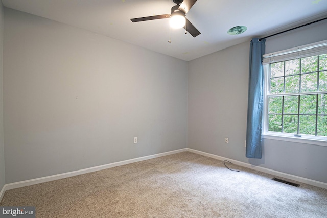 9190 Balsam Run, Bel Alton, MD 20611 - carpeted spare room with ceiling fan, visible vents, baseboards, and a healthy amount of sunlight